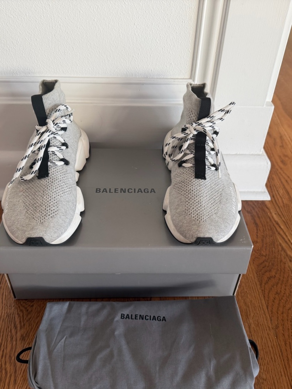 Balenciaga Speed Lace Grey Knit Sock Sneakers, size 38 - Picture 6 of 8